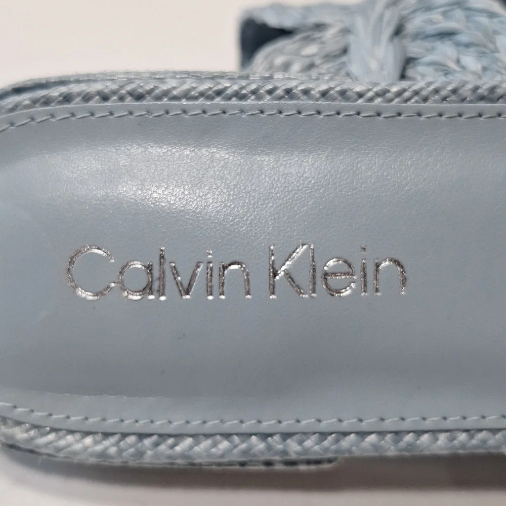 Calvin Klein "NEW" Coquette Blue Toukie Preppy Woven Slide Boho Sandals Size 8.5 - Picture 9 of 10